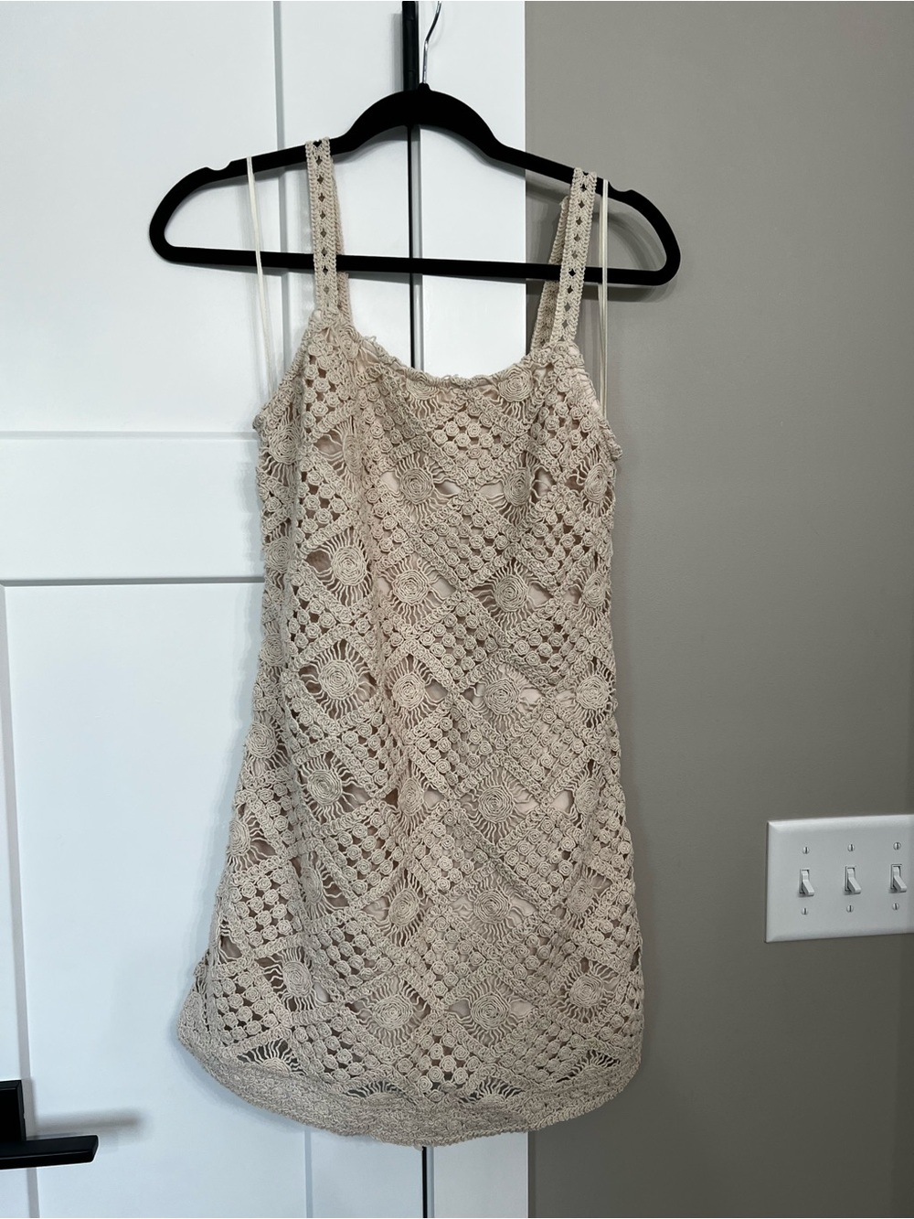 Beige Crochet Tank Dress